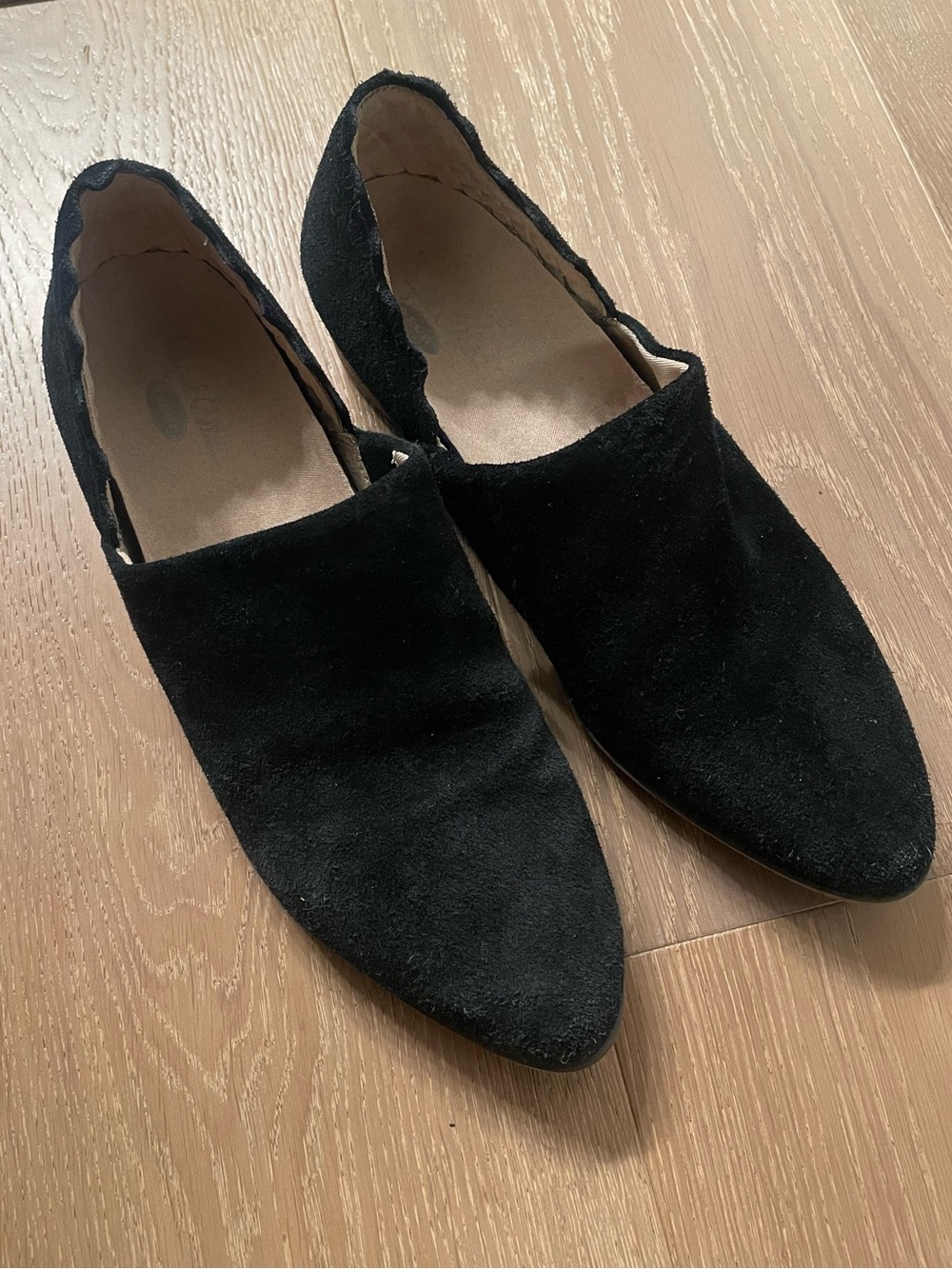 Dr Scholl’s Black Suede Pointed Toe Wedge Slip-On Loafers Booties